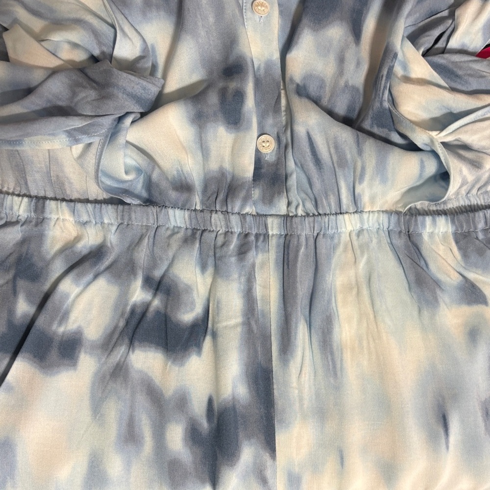 NWT Vince Camuto Blue Tie Dye Sleeveless Button Up Tie Front Jumpsuit Size XL - Picture 10 of 12